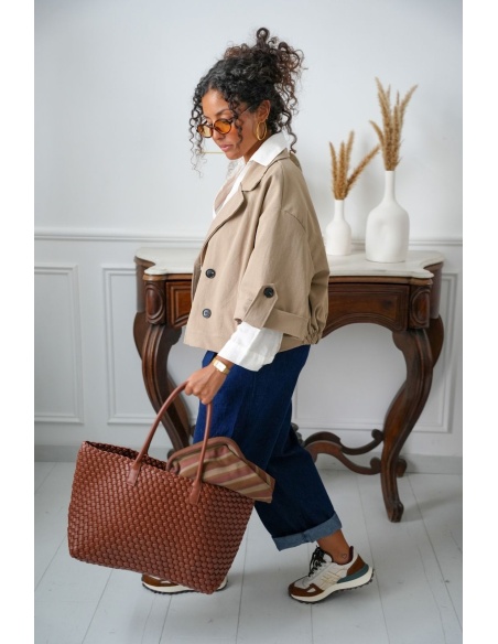 Veste Courte Style Trench Beige MELVI Noho - 4 | FEMMES