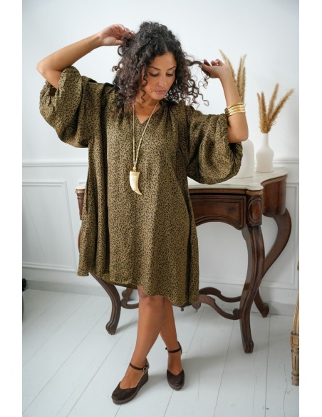 Robe Léopard Kaki SURRY Noho - 1 | Accueil