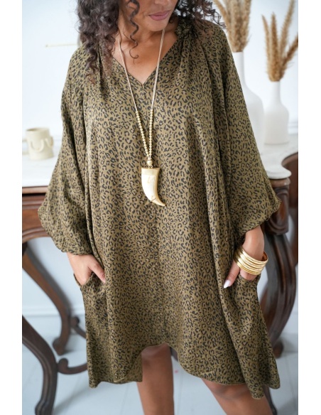 Robe Léopard Kaki SURRY Noho - 2 | Accueil