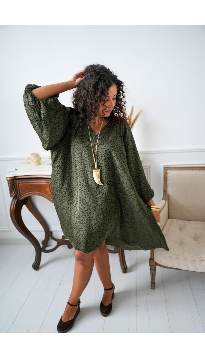Robe Léopard Vert SURRY Noho - 2 | Accueil