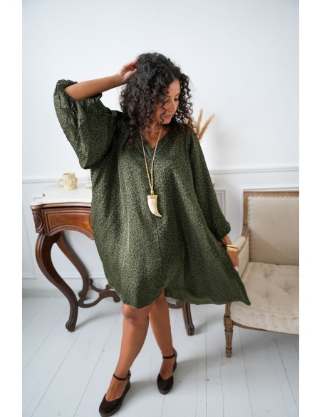 Robe Léopard Vert SURRY Noho - 2 | Accueil
