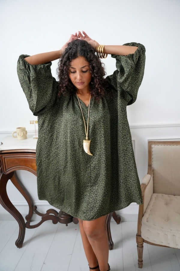 Robe Léopard Vert SURRY Noho - 1 | Accueil