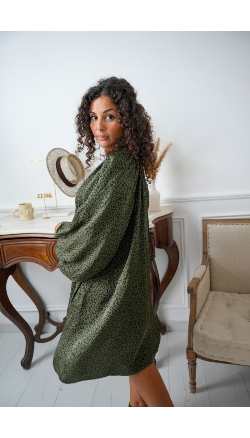 Robe Léopard Vert SURRY Noho - 3 | Accueil