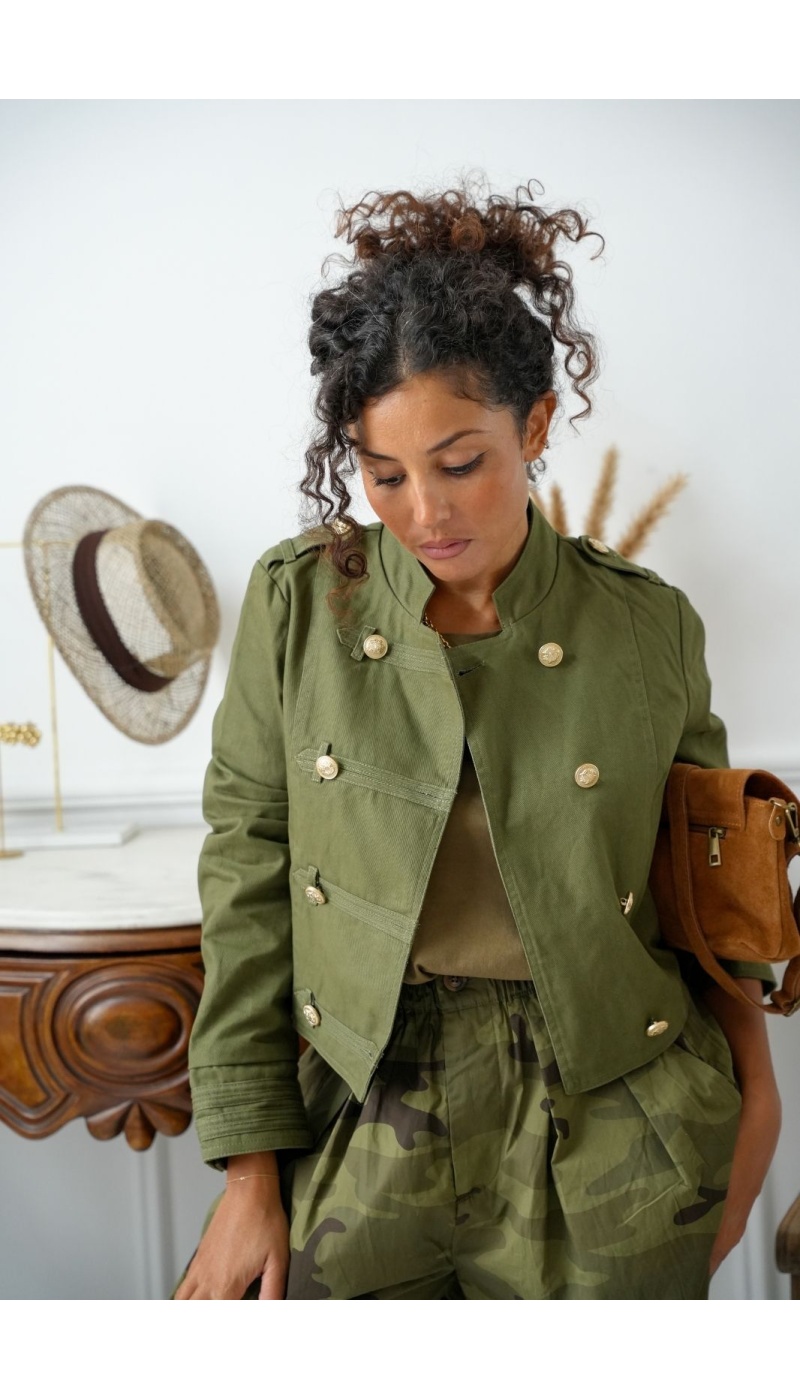 Veste Boutonnée Kaki ASHLAND Noho - 6 | Accueil