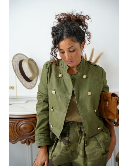 Veste Boutonnée Kaki ASHLAND Noho - 6 | Accueil