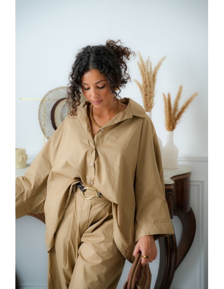 Chemisier Oversize Camel VICTORY Noho - 3 | Accueil