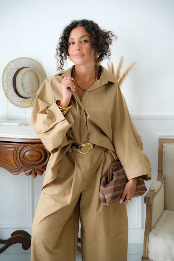 Chemisier Oversize Camel VICTORY Noho - 1 | Accueil