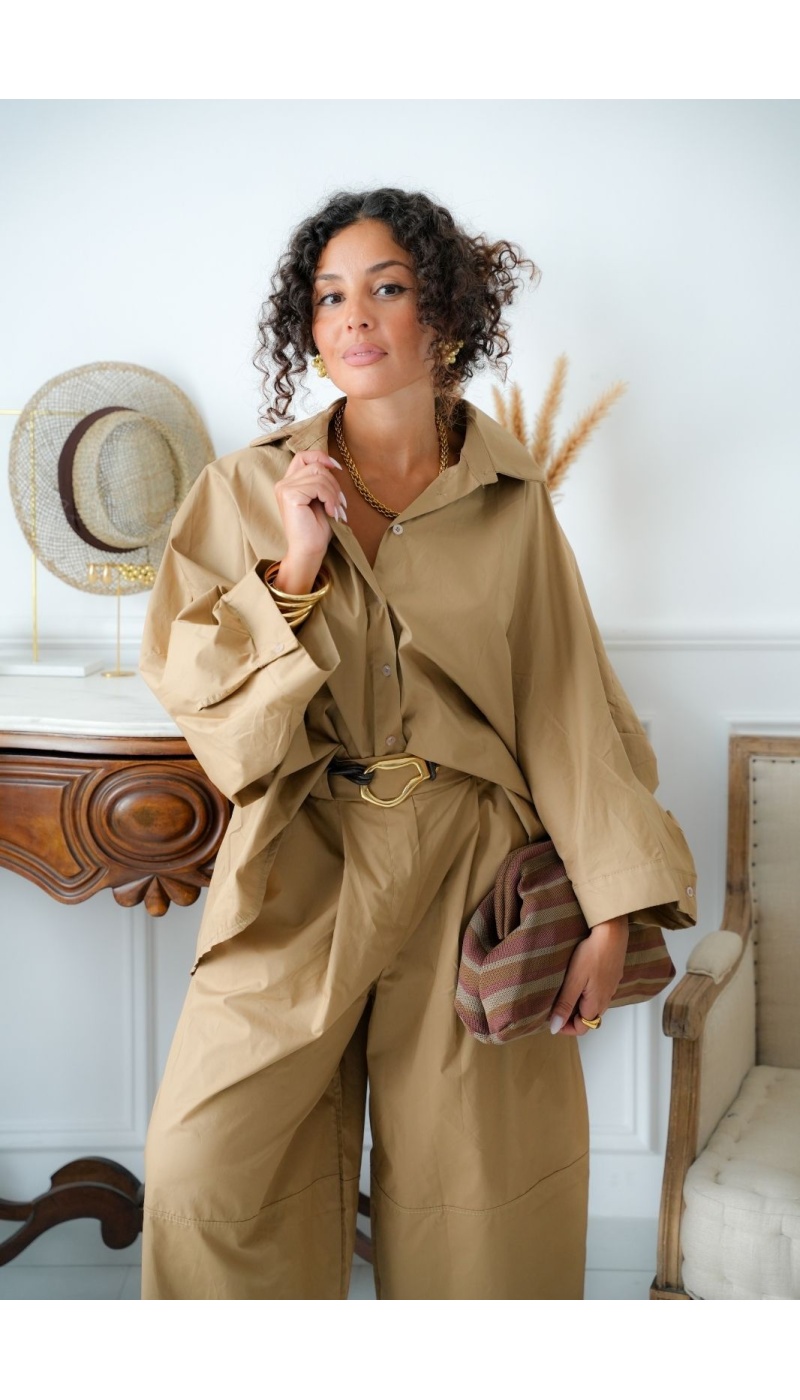 Chemisier Oversize Camel VICTORY Noho - 1 | Accueil