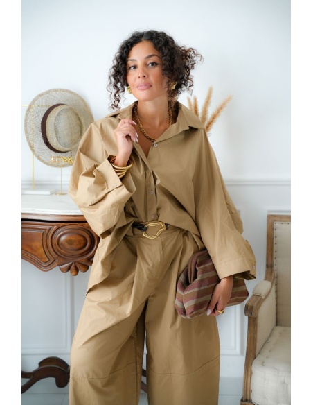 Chemisier Oversize Camel VICTORY Noho - 1 | Accueil
