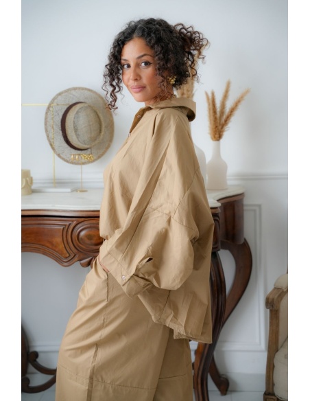 Chemisier Oversize Camel VICTORY Noho - 2 | Accueil