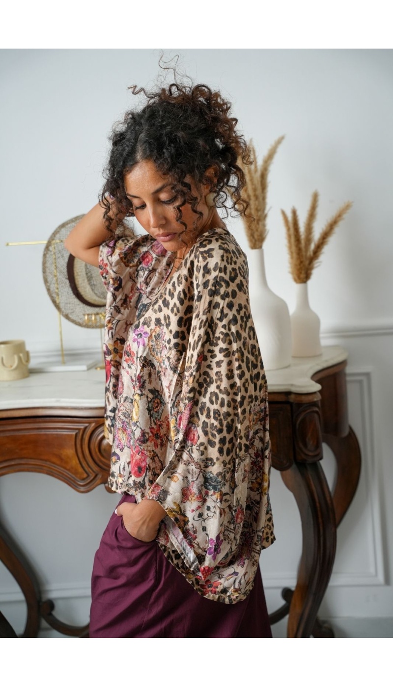 Blouse Léopard Beige KITA Noho - 2 | Accueil