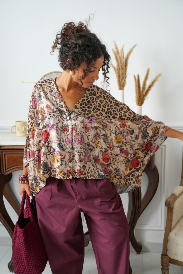 Blouse Léopard Beige KITA Noho - 1 | Accueil