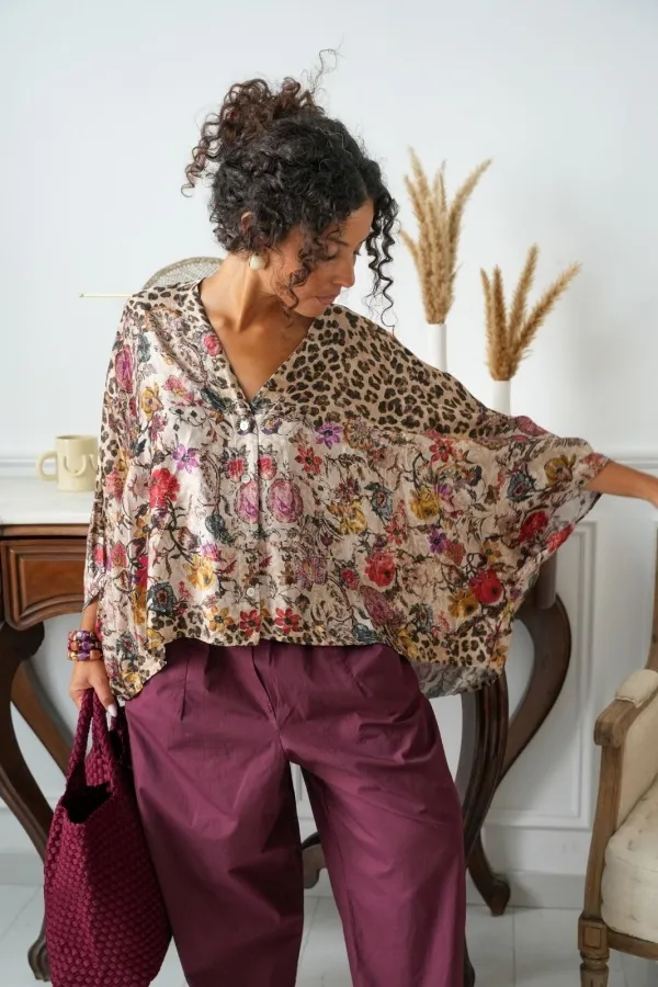 Blouse Léopard Beige KITA Noho - 1 | Accueil