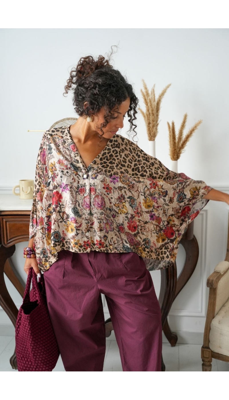 Blouse Léopard Beige KITA Noho - 1 | Accueil