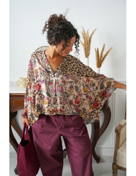 Blouse Léopard Beige KITA Noho - 1 | Accueil
