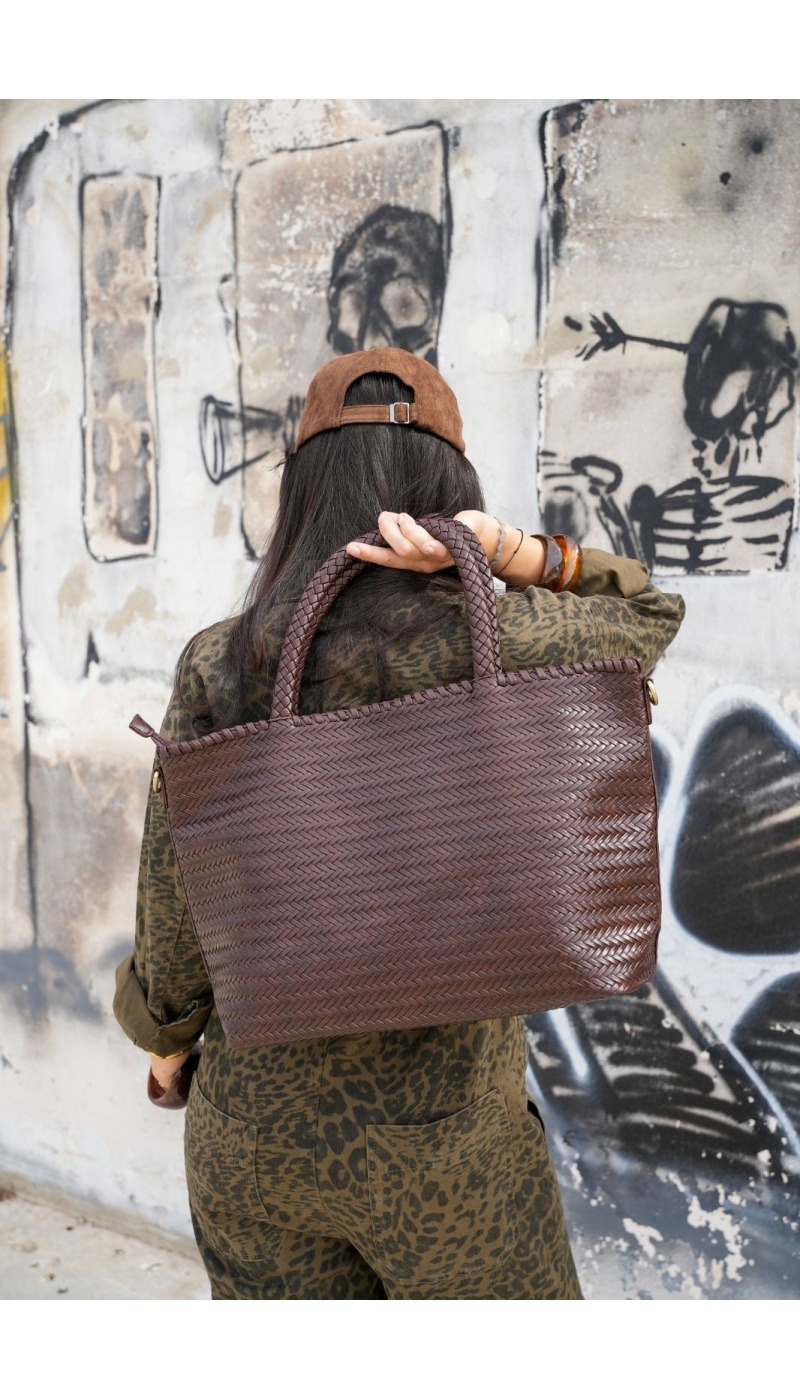Sac Tressé Marron JULIANA Noho - 3 | Accueil