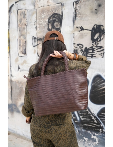 Sac Tressé Marron JULIANA Noho - 3 | Accueil