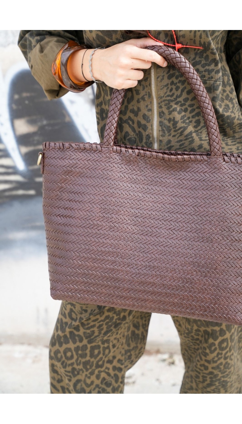 Sac Tressé Marron JULIANA Noho - 2 | Accueil