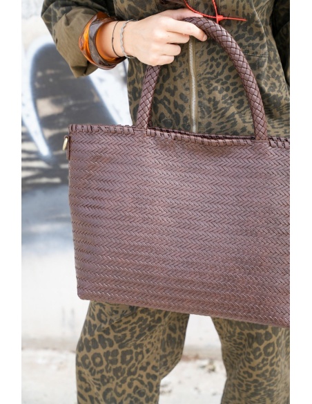 Sac Tressé Marron JULIANA Noho - 2 | Accueil