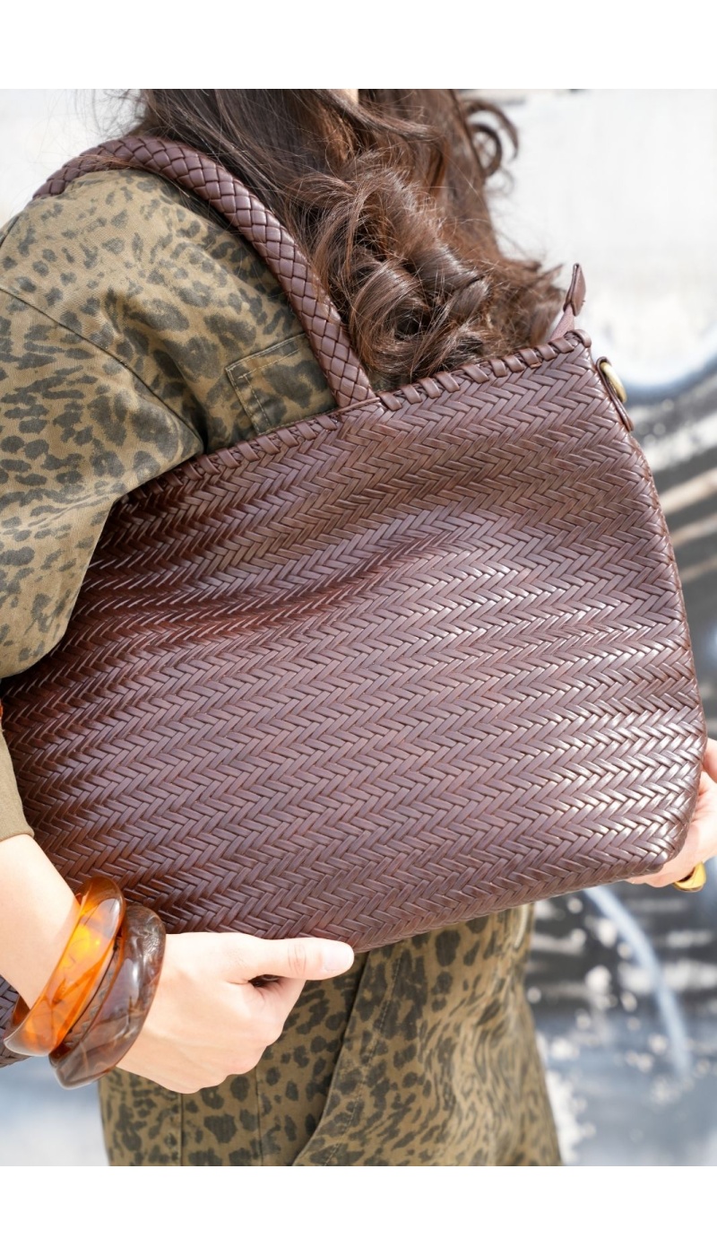Sac Tressé Marron JULIANA Noho - 5 | Accueil