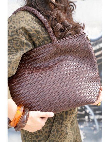 Sac Tressé Marron JULIANA Noho - 5 | Accueil