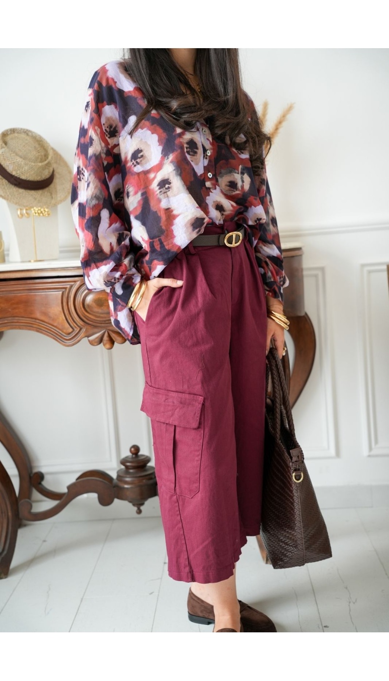 Pantalon Large Bordeaux Johanna MACKLIN Noho - 3 | Accueil