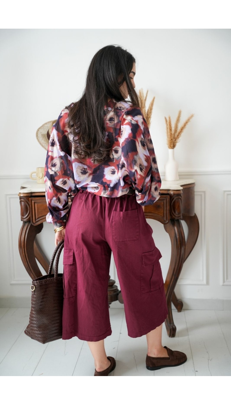 Pantalon Large Bordeaux Johanna MACKLIN Noho - 2 | Accueil