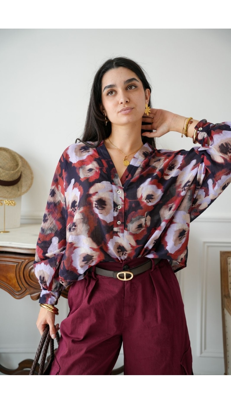 BLOUSE IMPRI NOIR H26 Noho - 1 | Welcome