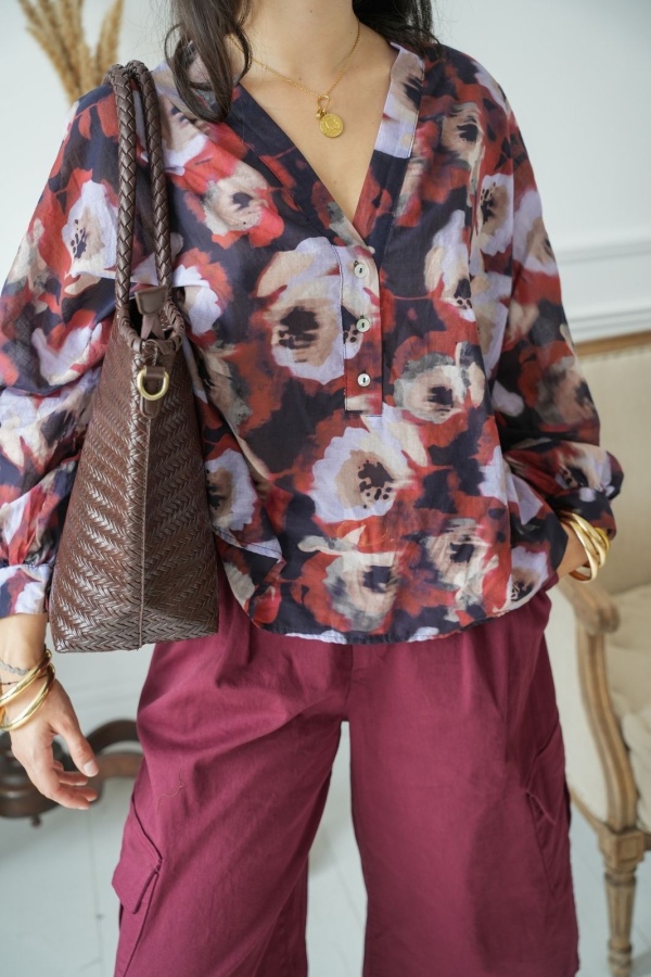 Blouse Banditas Imprimé Noir ERMI Noho - 1 | Accueil 2