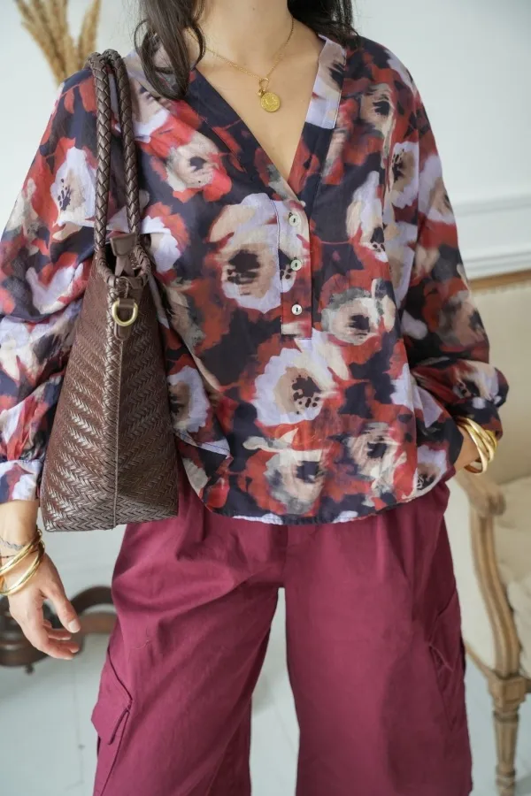 Blouse Banditas Imprimé Noir ERMI Noho - 1 | Accueil 2