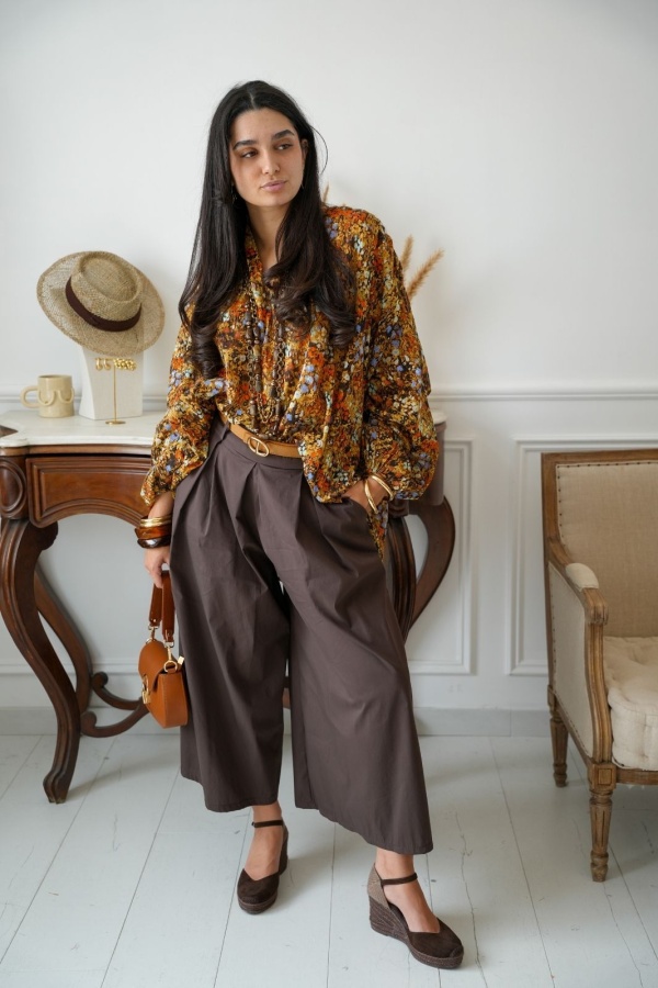 Pantalon Large Choco BEAUVAL Noho - 1 | Accueil