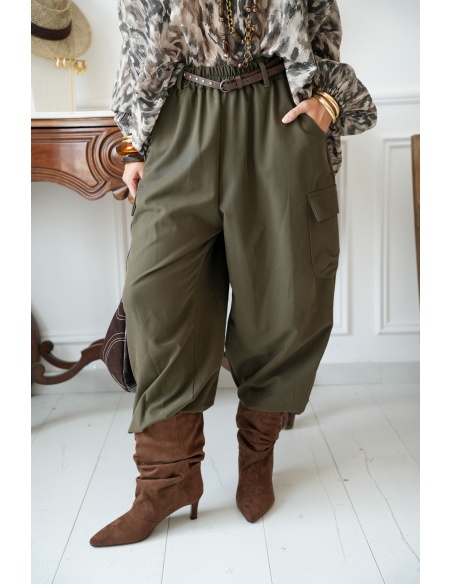 Pantalon Ceinture Kaki ANGELA Noho - 1 | Accueil