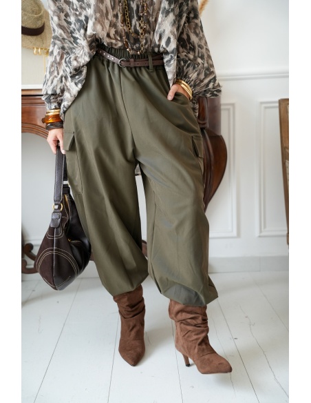 Pantalon Ceinture Kaki ANGELA Noho - 3 | Accueil