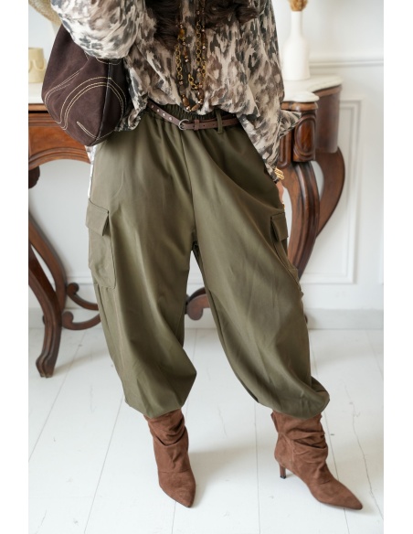 Pantalon Ceinture Kaki ANGELA Noho - 4 | Accueil