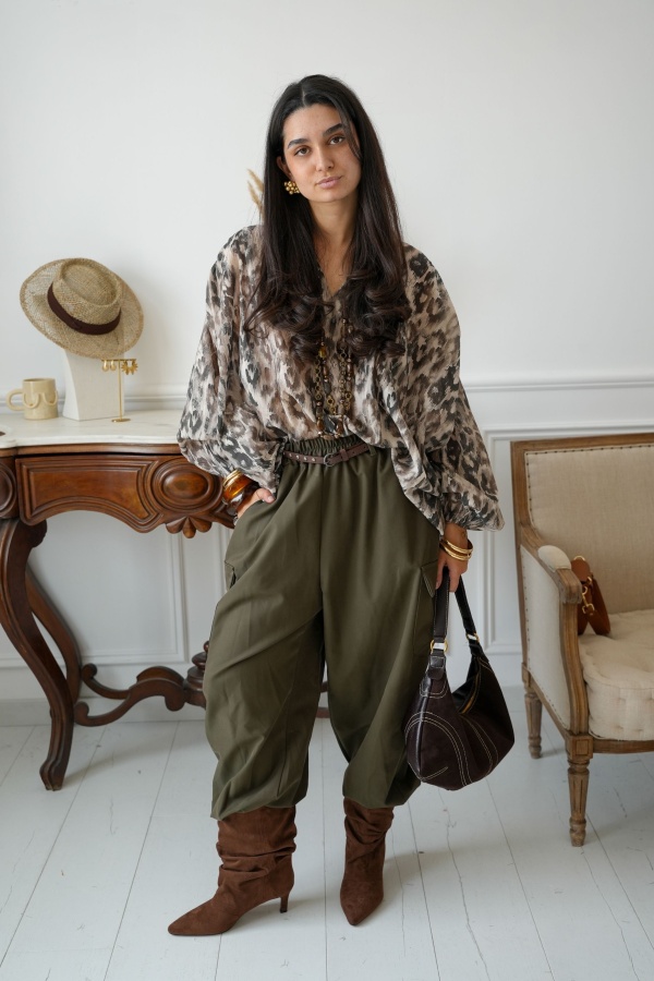 Pantalon Ceinture Kaki ANGELA Noho - 1 | Accueil 2