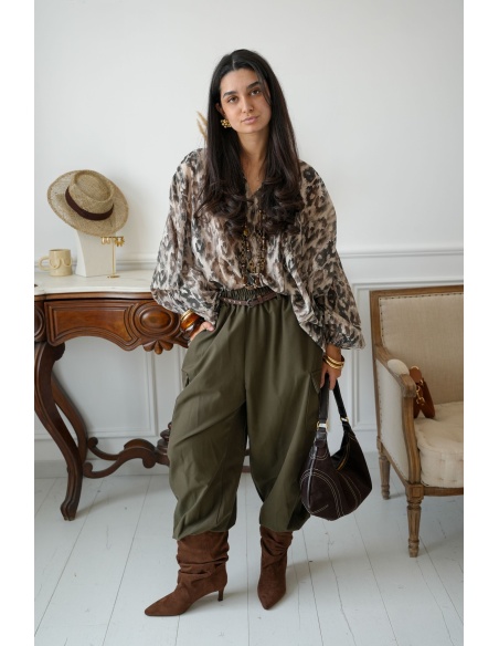 Pantalon Ceinture Kaki ANGELA Noho - 2 | Accueil