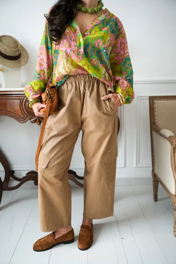 Pantalon Large Cargo Beige ANA Noho - 1 | Accueil 2