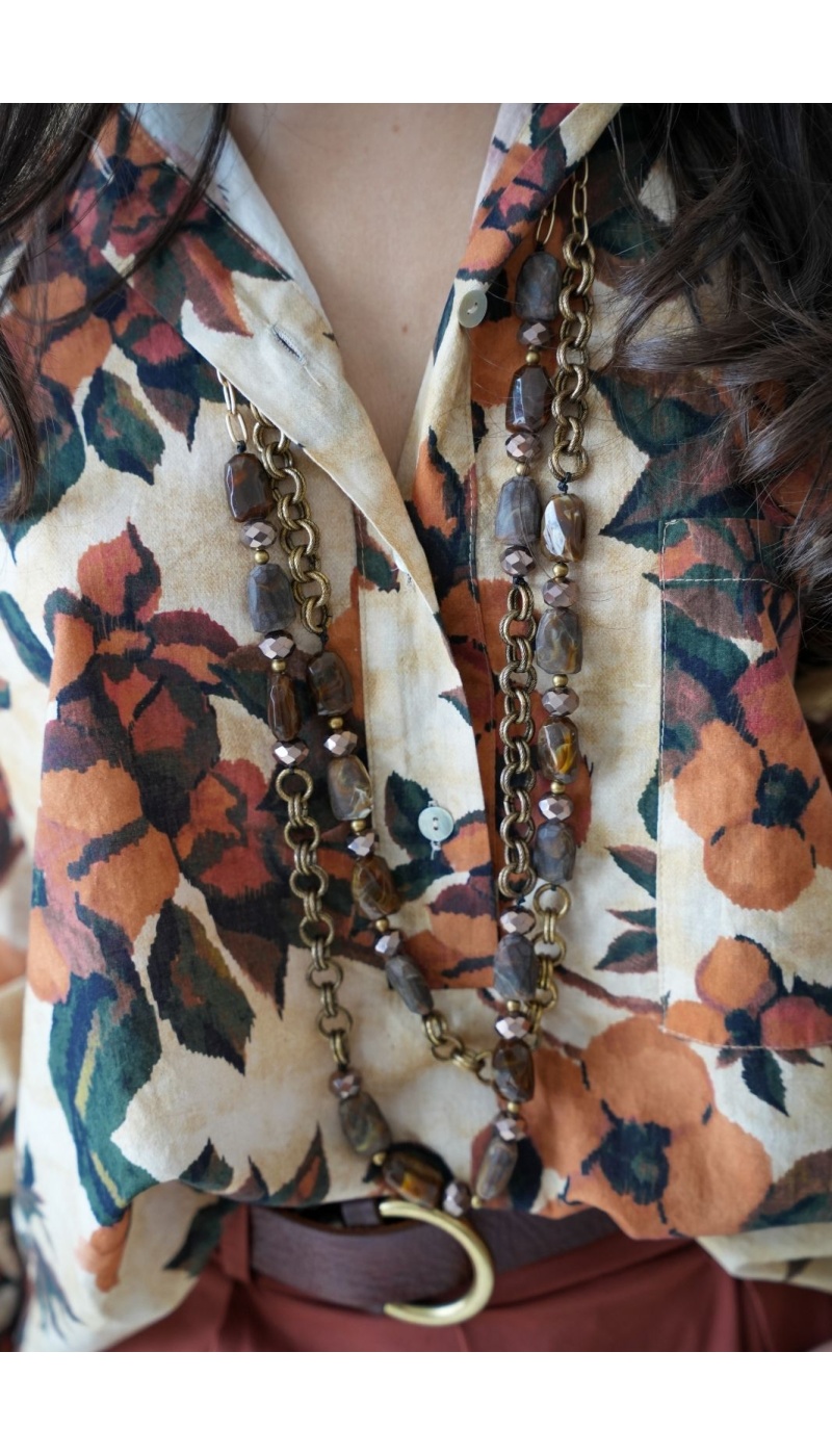 Collier Sautoir Pierre Marron DREAMIN Noho - 2 | Accueil