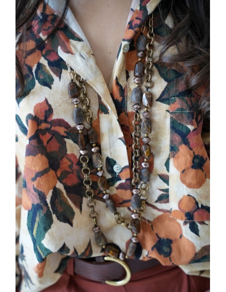 Collier Sautoir Pierre Marron DREAMIN Noho - 2 | Accueil