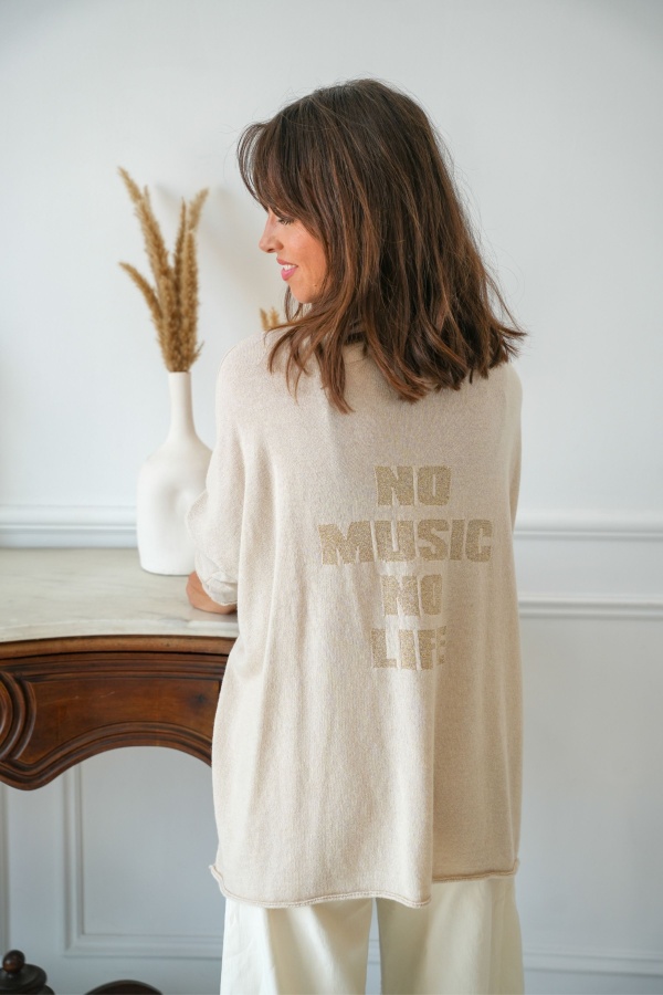 Pull No Music Beige MYSTI BANDITAS - 1 | Accueil