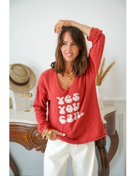 Pull Yes Terracotta LIA BANDITAS - 1 | Accueil