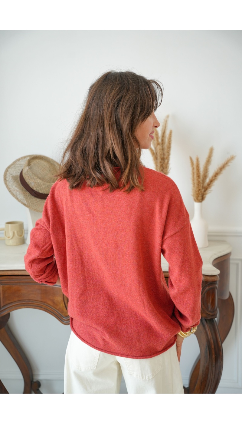 Pull Yes Terracotta LIA BANDITAS - 3 | Accueil