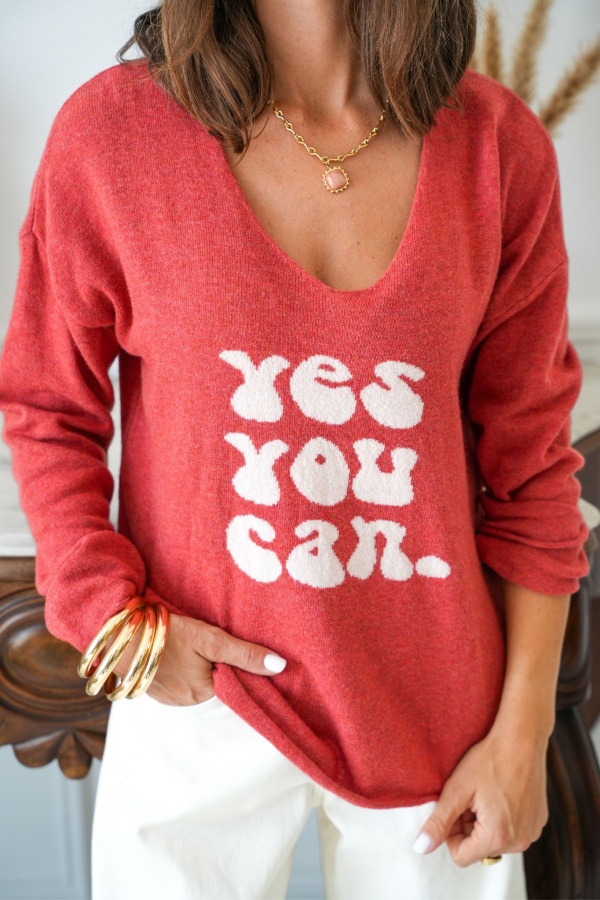 Pull Yes Terracotta LIA BANDITAS - 1 | Accueil 2