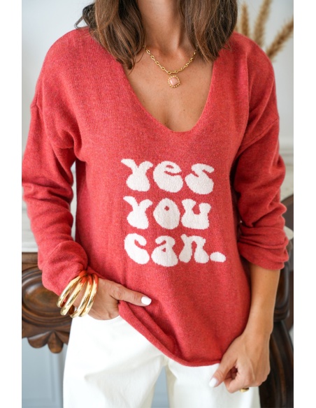 Pull Yes Terracotta LIA BANDITAS - 2 | Accueil