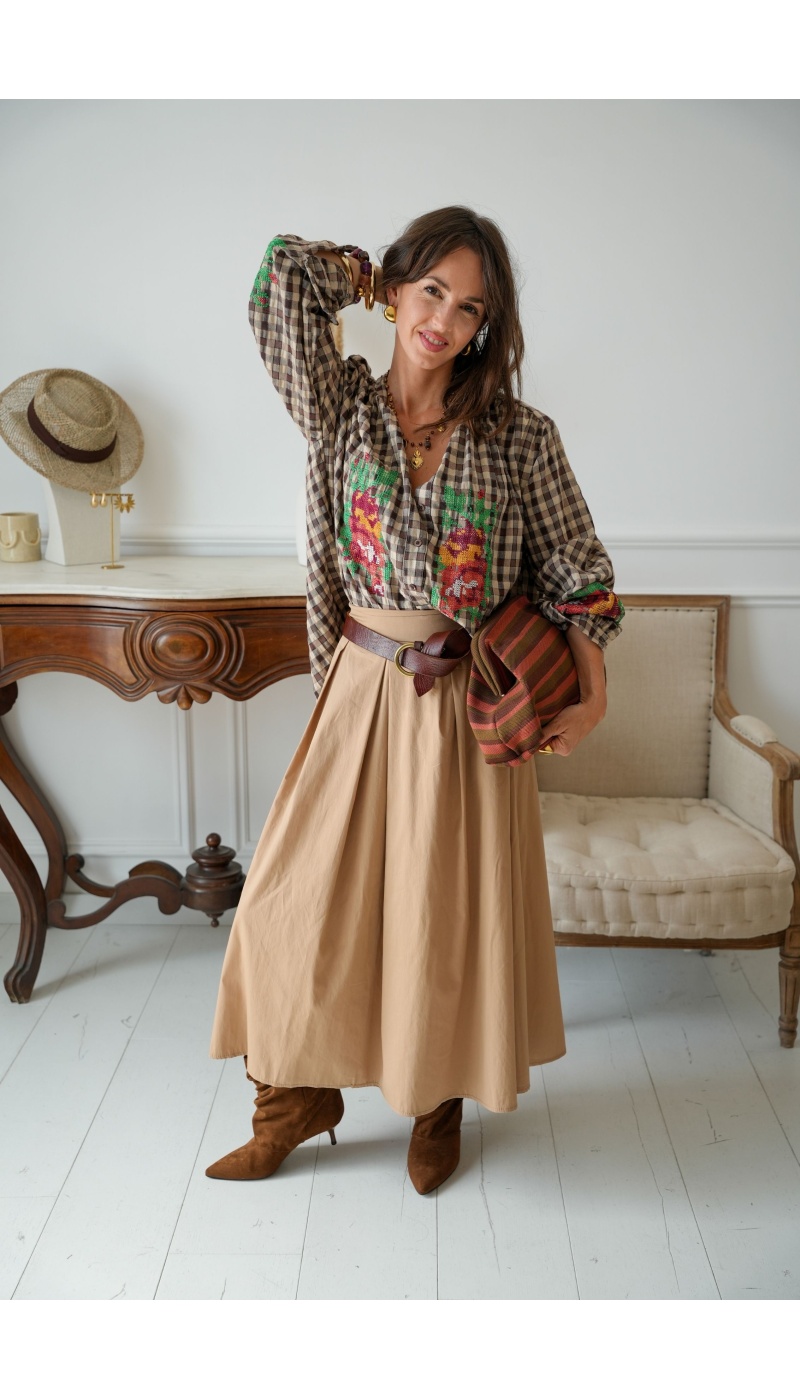 Jupe Longue Beige ALERIA Noho - 1 | Accueil