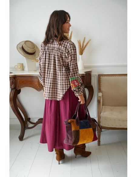Chemisier Carreaux Bordeaux NUCLA Johanna - 3 | Bienvenido