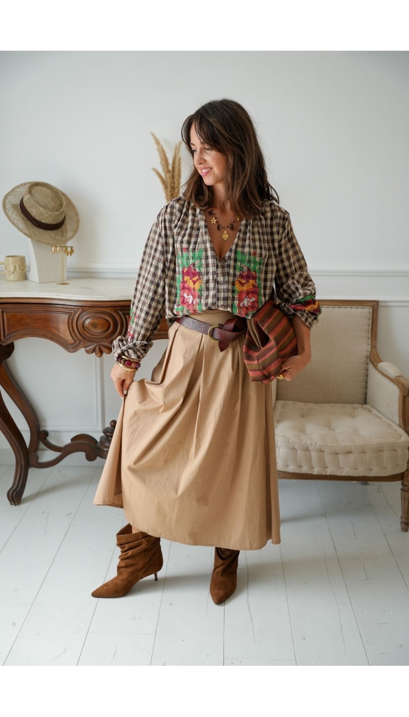 Chemisier Carreaux Marron Johanna NUCLA Johanna - 4 | Accueil