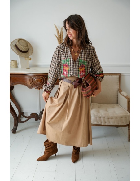 Chemisier Carreaux Marron Johanna NUCLA Johanna - 4 | Accueil