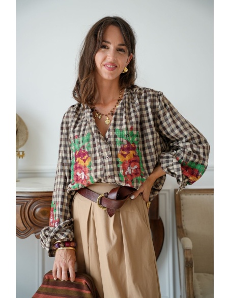 Chemisier Carreaux Marron Johanna NUCLA Johanna - 1 | Accueil