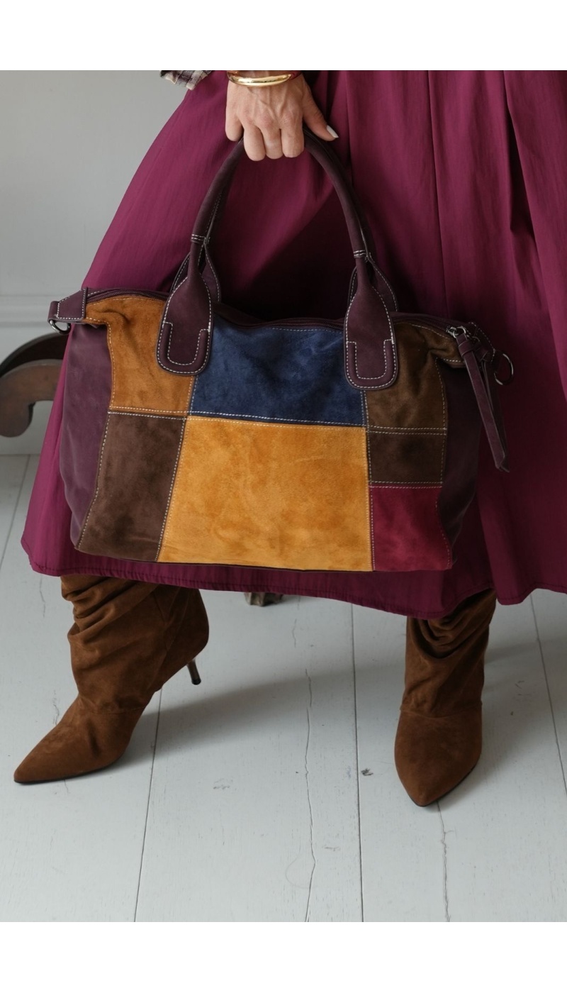 Sac à Main Patchwork Prune DOLLY Noho - 1 | Accueil